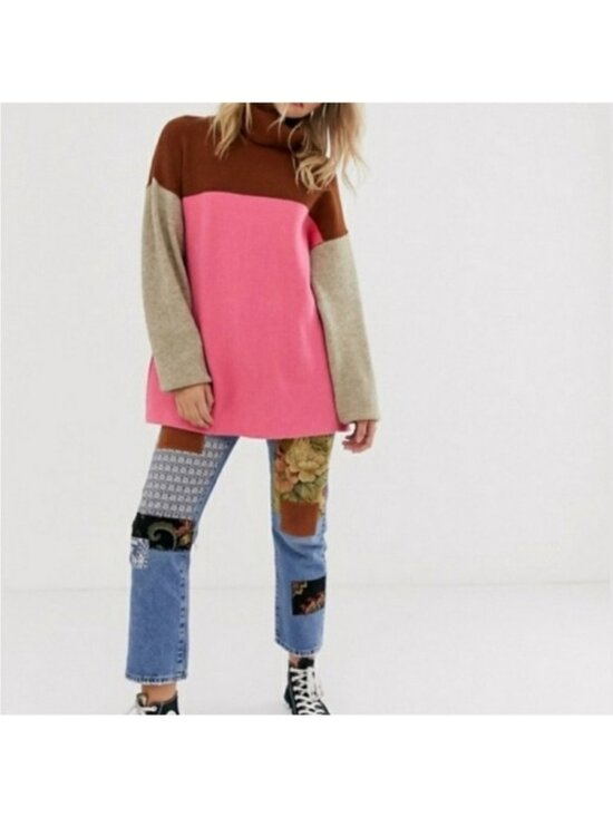 Free People Sweaters - Free People Soft Structured Colorblock Turtleneck Sweater Size S